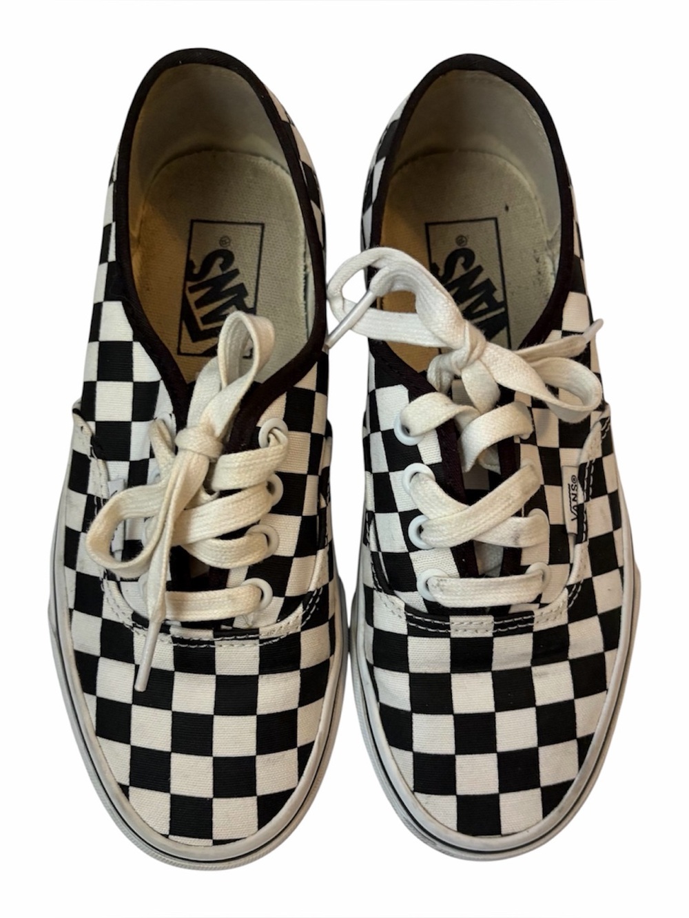 Vans Off the Wall Checker Low Top Lace Up Sneakers Womens Size 6 Black White